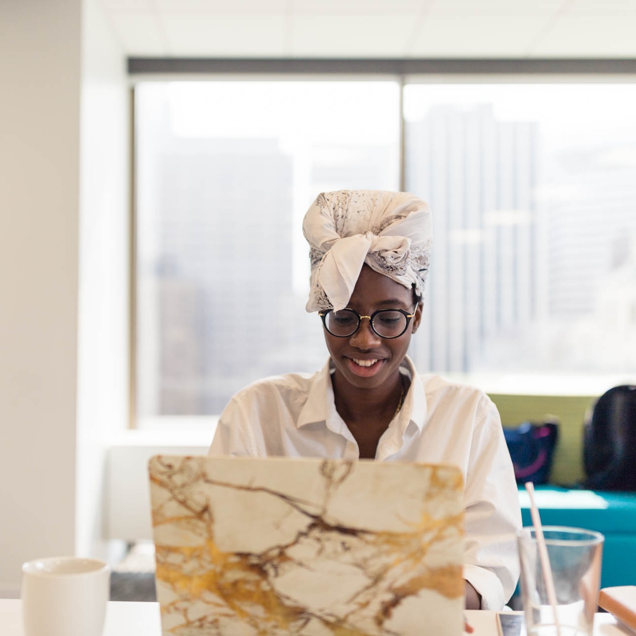 Founder working at desk